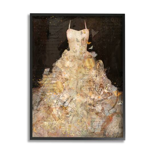 Stupell Industries Detailed Evening Gown Dress Text Collage Butterflies Framed Giclee Art Stupell Industries Detailed Evening Gown Dress Text Collage Butterflies Framed Giclee Art